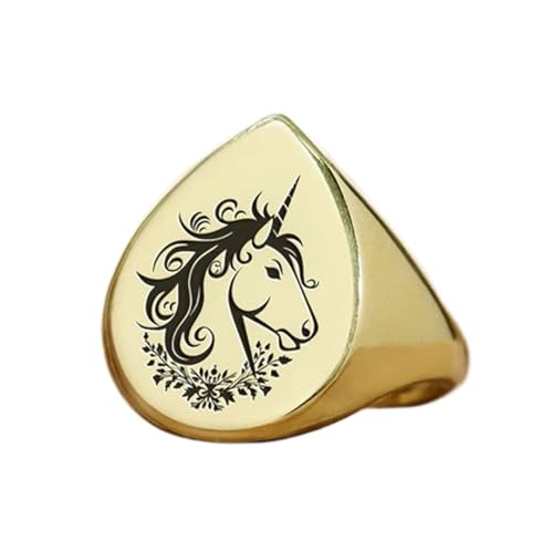 Bague licorne poire argent sterling 925 plaqué or chevalière
