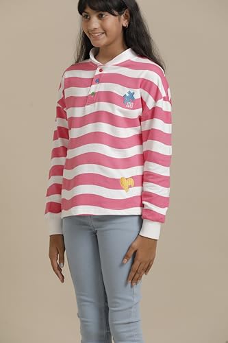 Image of Under Fourteen Only Girls Cotton Tops Collection - Round Neck, Crop Top, Full & Half Sleeve, Drop Shoulder, Ruffle Sleeve, Graphic Printed, Embroidered & Slub Knit Styles