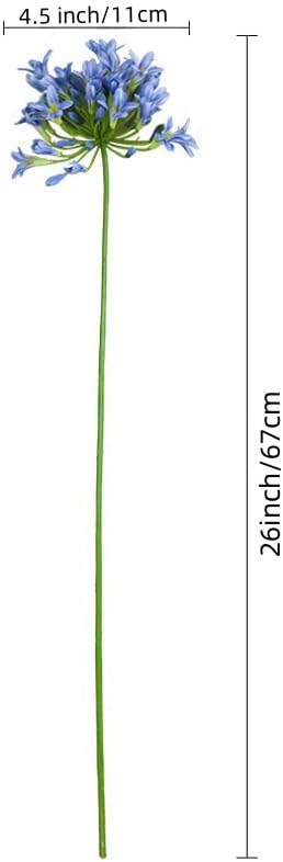 3 Pcs Long Stem Artificial Flowers,26" Blue Artificial African Agapanthus,Silk Flowers for Wedding Bouquet Home Hotel Arrangement Party Decor - Image 2