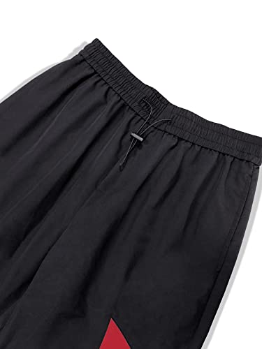 OYOANGLE Men's Colorblock Drawstring Waist Straight Wide Leg Baggy Pants with Pocket4