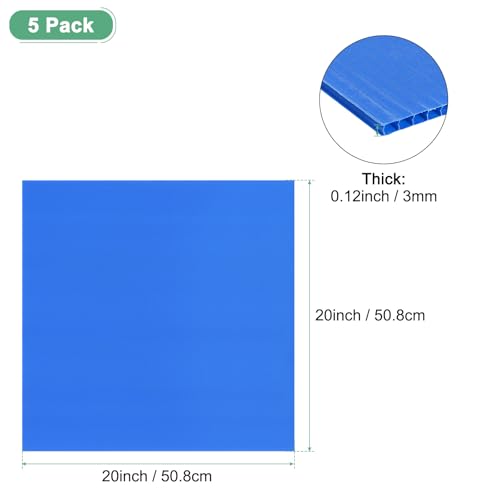 Image of M METERXITY 5-Pack Corrugated Plastic Sheets, 20 Inch x 20 Inch Waterproof Blank Corrugated Poster Board Yard Signs for Garage Sale /Office /Classroom /Party /Lawn Sign Road [3mm Thick, Blue]