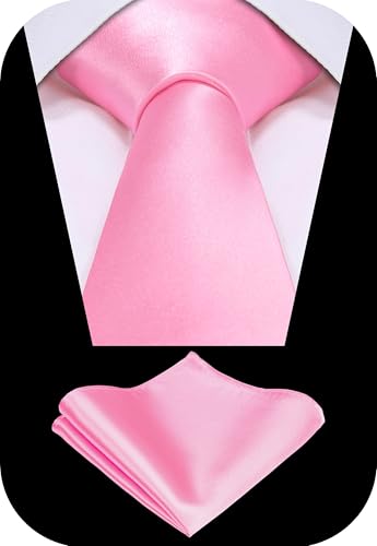 Image of TIE G Solid Satin Woven dyed Color Formal Black Necktie and Pocket Square Sets in Gift Box