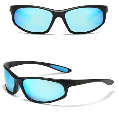 Image of Stylish Polarized Sports Sunglasses for Men Women - Unbreakable HD Clear Vision Cricket Motorcycle Riding Running Cycling Biking Driving Wraparound Branded Oval Goggles