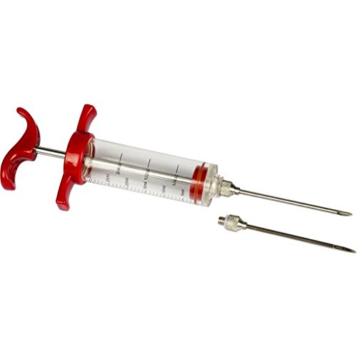 Fleischspritze 30ml + 2 Nadeln – Marinadenspritze zum Einspritzen von Lake und Gewürzen – Küchenspritze mit Edelstahl-Nadeln für BBQ, Schinken & Geflügel