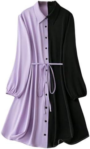 Leriya Fashion Women's Colorblock Shirt Dress | Long Sleeve Belted Tunic | Stylish Casual Wear