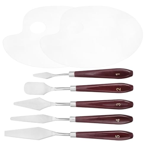 HAWILLOSCH 1 Juego paleta dispensador de lápices para el aula Poseedor mostrar Pararse pintar squeegee toung scraper bandeja de pigmento de arte ovalada bandejas de pintura acrílica Madera