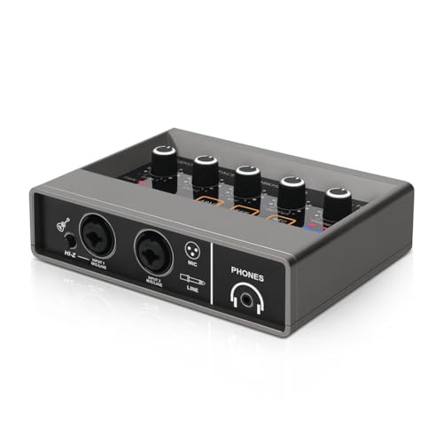 Kissmii Mezclador de Audio Profesional Interfaz de Audio USB Tarjeta de Sonido Equipo de DJ Estudio de Grabación Convertidor de Guitarra Eléctrica