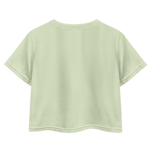 Girls Fashion Crewneck Tee Shirts Casual Short Sleeve Crop Top Summer Outfits 5-14 Year2