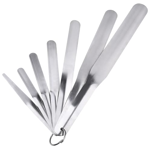 Qlvily 7 Packs Caulking Spatula Tool Set, Stainless Steel Multi-Size Caulk Finishing Spatulas for Bathroom, Kitchen, Window, and Door Sealing