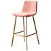 Relaxbx Zeitgenössischer rosa Samt-Barhocker, Küchen-Esszimmerstühle Barhocker mit Rückenlehne, Metallbein-Pub-Frühstücksbar-Hochhocker
