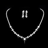 Sepniell Bride Wedding Jewelry Sets Bridal Rhinestone Pendant Necklace Earrings Set for Women