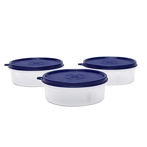 Cutting EDGE Food Saver Airtight Container, Eco-Plastic Tiffin Lunch Box for Office, Men, Women & Kids School, Leakproof Multi Purpose Box Fridge Vegetable Storage (Set of 3, 290ml, Blue Lid) (B08M5KQZ15) Amazon Price History, Amazon Price Tracker