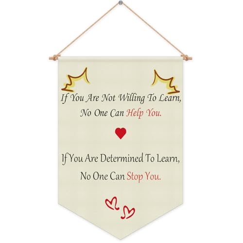 Motivational Wall Banner Classroom Banner Hanging Pennant Flag Playroom Banners Positive Quotes Inspirational Wall Sign Decor for Nursery Kids Room Bedroom Banners Christmas Birthday Gift Linen
