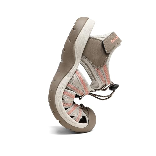 DREAM PAIRS DREAM PAIRS Womens Closed Toe Hiking Summer Outdoor Sport Athletic Sandals,Size 8.5,Brown/Watermelon/Red,160912-W
