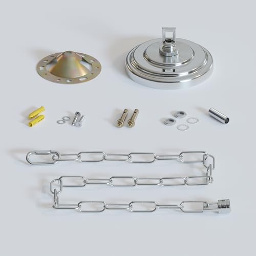 1 Head Lamp Base Ceiling Rose Chain Pendant Light Socket Fitting Bulb Holder Screw Kit For Retro Incandescent Lampholders (Chrome)