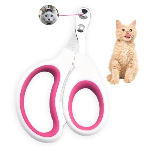 Coupe Griffes Chat, Professionnel Coupe Ongle Chat, avec Sécurité Positionnement Trou, Coupe Griffe Lapin Pour Chatons, Lapins, Cobayes, Oiseaux, Chiots, Et Petits Animaux (Simple Trou, Rose)
