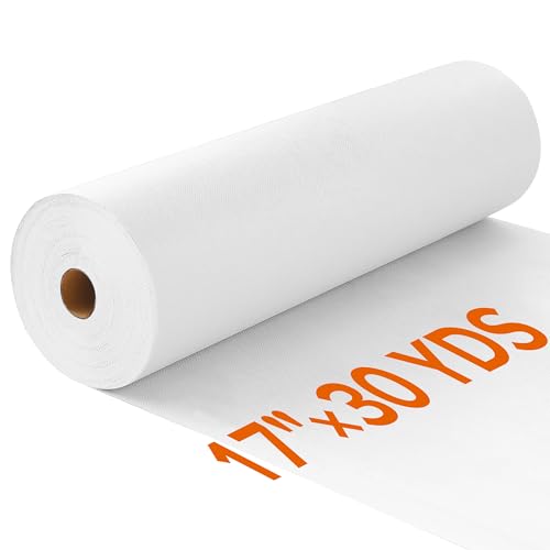 ZOMONETI Heavy Weight 17in x 30yd White Iron On Non-Woven Fusible Interfacing Single-Sided Polyester Fabric for DIY Craft Supplies Quilting Sewing Shirt Plackets Dresses Collars Cuffs
