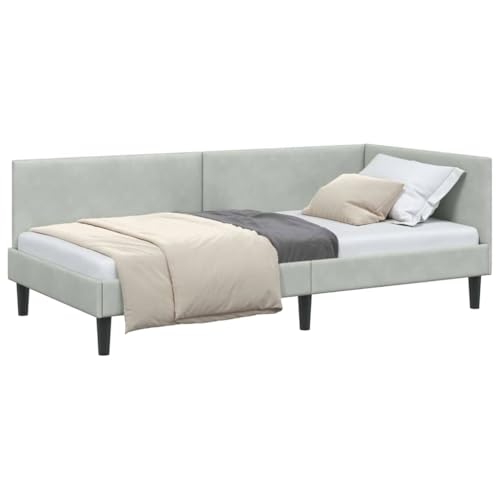 Festnight Canapé-lit 2 Places Lit Banquette Cadre de Lits 90x190 avec Sommier à Lattes Sofa-lit pour Salon, Bureau, Appartement-Gris clair-90 x 190 cm – vue 4