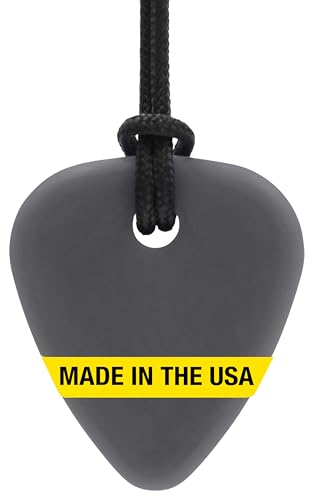 ARK Guitar Pick Small Thin Chew Necklace Chew Necklaces for Sensory Kids and Adults Oral Fidget for Autism ADHD SPD Anxiety Medical-Grade Sensory Chew Necklace XXT Very Firm Dark Grey