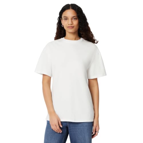 Amazon Essentials Womens Oversized-Fit Short Sleeve Crewneck Shirt White L