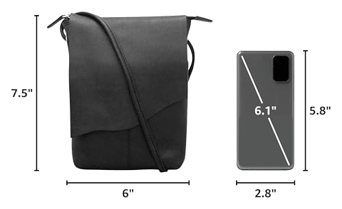 Image of ili New York Leather Mini Sac Crossbody - Genuine Leather Crossbody Bags for Women with RFID Blocking, Adjustable Strap