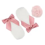 FUNOMOCYA ヘルメット装飾品 ぬいぐるみバニー耳 モーターサイクル用 耐久性良好 かわいいリボン結び バイクヘルメット用 帽飾り