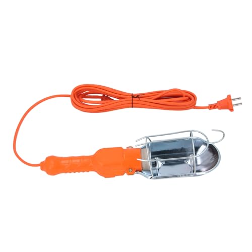 Irfora Capucha de Inundación de la Mano, Enchufe Base E27 en la Luz de Trabajo con Gancho, Sombra de Acero Inoxidable, Cable de 5 M, Diseño Ajustable, Rendimiento Estable (Enchufe de la UE)