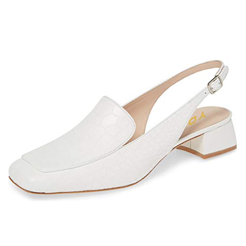 Image of YDN Women Closed Square Toe Block Low Heels Slingback Formal Loafer Dressy Shoes Office Lady Pump Size 4-15 US