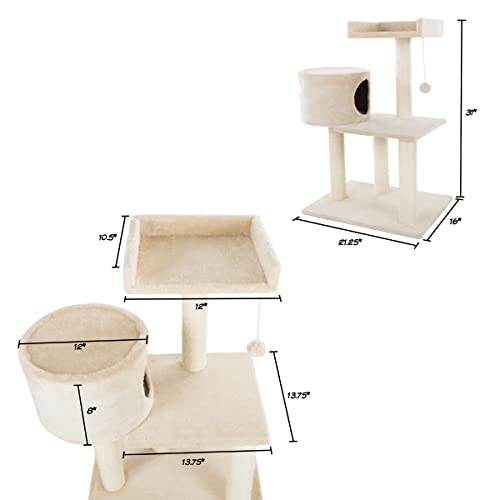 Torre para gatos 3 niveles beige PETMAKER 21x16x31 in miniatura 2
