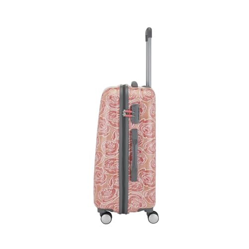 Image of Genie Rose 55cm Trolley Bag,Hard Side 8 Wheel Cabin Luggage- Pink, Printed, Travel Bag for Women