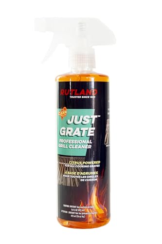 Rutland Just Grate Grill Cleaner - Citrus Degreaser for BBQ Grills, Cast Iron, Grids, Interior & Exterior - 16 fl oz - Outdoor Cooking & Backyard Grilling Cleaner