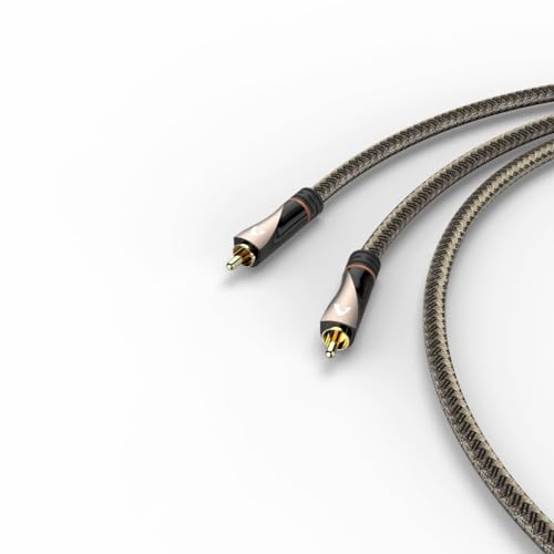 Câble RCA numérique 1m coaxial mâle-mâle en textile tressé avec connecteurs plaqués or