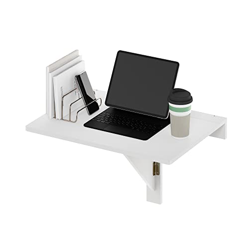 Furinno HERMITE Folding Table, Wall Mount Floating Table, 23.6 x 30.4 x 17.3, Easy Assembly, for Living Room, Office, Bedroom, Apartment, White by Furinno - Used condition - CA$27.01