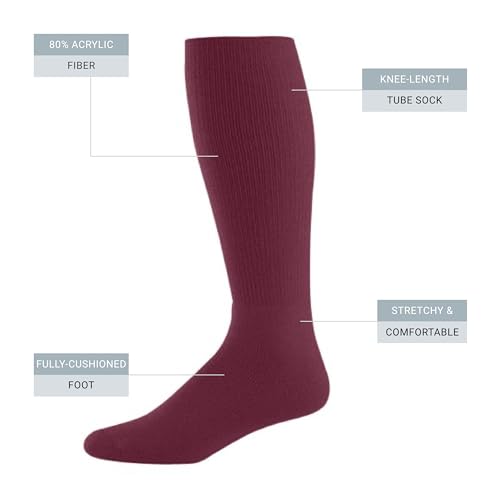 High Five Versatile Performance Knee-High Athletic Socks for Soccer, Football, and Softball, Maroon (Hlw), Medium3