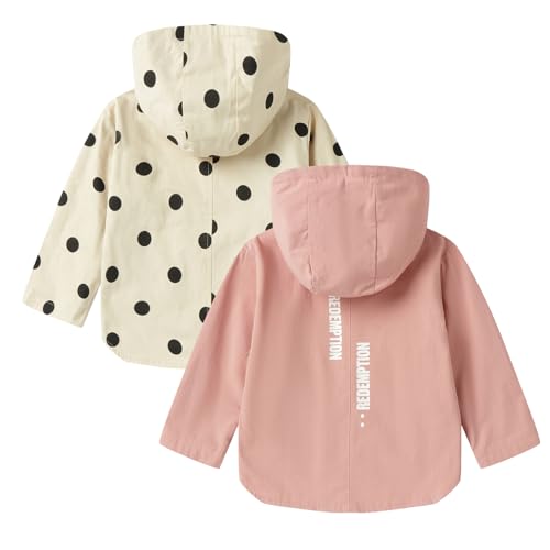 LittleSpring Cute Reversible Girls Jackets with Hood Polka Dots Outerwear2