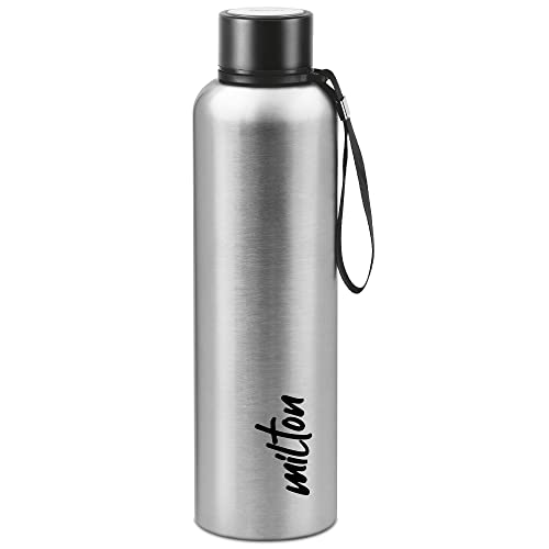 Image of Milton Aura 1000 Thermosteel Bottle, 1.05 Litre, Silver & MILTON Executive Insulated Lunch Box (2 Stainless Steel Container, 280 ml Each; 1 Microwave Safe Container, 450 ml), Green