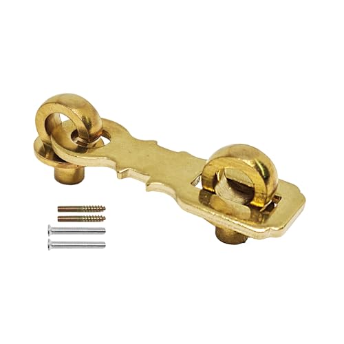 Image of 2.55 inch Antique Solid Brass Padlock Hasp Door Clasp, Vintage Heavy Duty Gate Latch Lock, Polished Brass Hasp Set for Sheds and Outdoor Use
