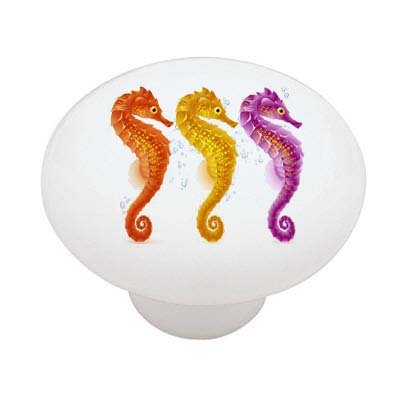 Gotham Decor Seahorse Trio Ceramic Drawer Knob