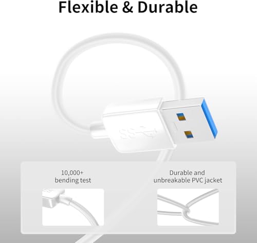 Image of USB 2.0 Male to Male Cable - Data Transfer for Hard Drive, Laptop, DVD Player, USB Hub, Monitor, Camera, Set Top Box (White)