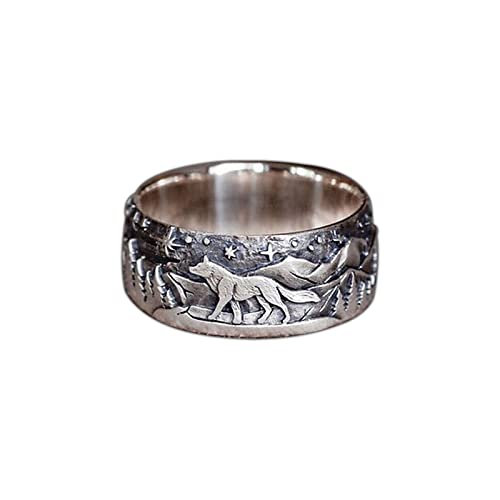 1 Pcs Wolf Ring, Zinc Alloy Fidget Ring, Vintage rings for Men Women, Male Rings, Chunky Rings, Punk Rings Jewelry, Cool Rings for Teen Girls, Men's Rings Suitable Daily Wear, Anxiety Ring.