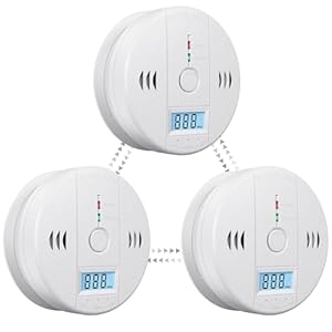 Carbon Monoxide Detectors Battery Powered, Carbon Monoxide Alarm with LED Digital Display, CO Alarm with Human Alarm Sounds and Test Button for Home Kitchen Restaurant Hotel Office(3 Pack)