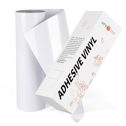 Image of HTVRONT White Permanent Vinyl, 12 inch x 100 FT Glossy White Permanent Adhesive Vinyl Roll Compatible with Cricut Cutting Machine, Silhouette, Cameo Cutters, Signs, Scrapbooking, Craft, Die Cutters