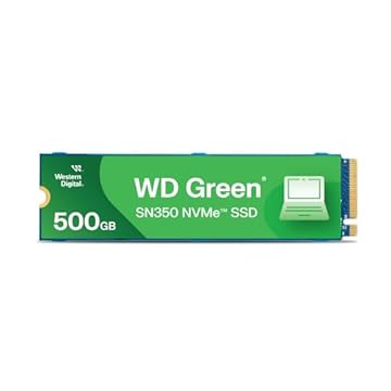 SSD WD Green SN350 500GB NVMe M.2 2280 (Leitura até 2400MB/s e Gravação até 1500MB/s)
