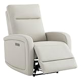 Watson & Whitely Power Recliner Chairs for Adults, Zero Wall Recliners W Power Headrest Type-C Charger, Small Faux Leather RV Recliners Home Theater Seating for Living Room, Cream