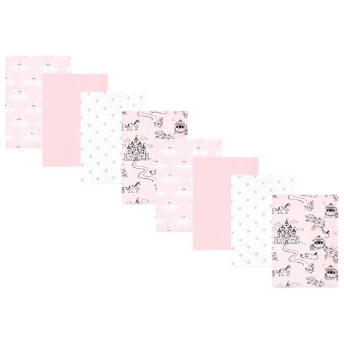 Image of Hudson Baby Cotton Poly Flannel Burp Cloths Multipack, Fairytale Princess 8-Pack, One Size