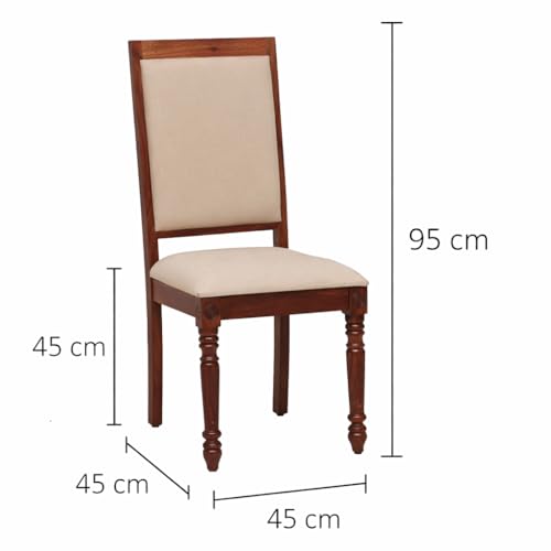 Image of Solid Sheesham Wood Dining Table Set, 4 Seater, with 2 Chairs and 1 Bench, Honey Finish, for Dining Room and Hotel
