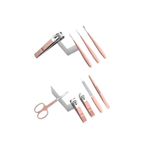 Kit de manucure 9 pièces rose compact avec couteau et coupe-ongles - 3