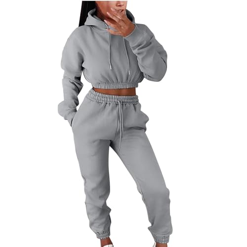 Chándal de mujer de dos piezas con sudadera casual y pantalones lisos