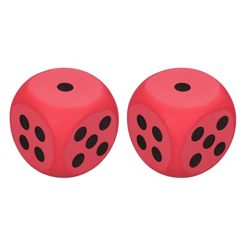 QUARKZMAN 2 Dadi In Schiuma, 6cm/2.36 Pollici Dadi Eva A 6 Facce Palla Antistress Blocco Comprimibili Per Giochi Da Tavolo Allevia Stress E Ansia (Rosso)