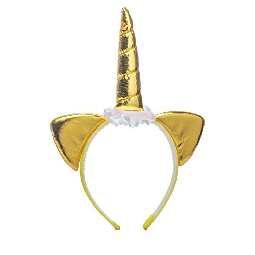 Acessorio Tiara Unicornio Vinil Dourado com 1 Unidade, Cromus, CROMUS29002328, Ouro